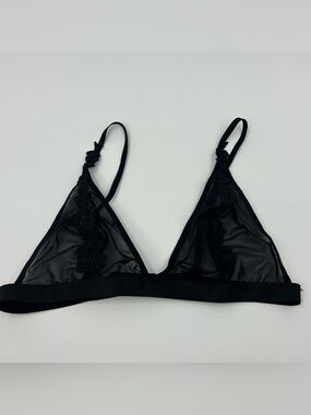 ASOS Sheer Lace Triangle Bralette Black Medium